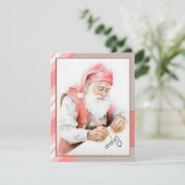 Santa Waterverf Flat Holiday Kaart (Staand voorkant)
