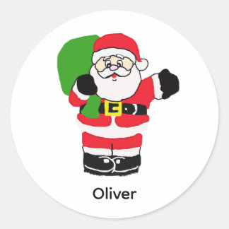 Santa Waving Personalized with Name Ronde Sticker