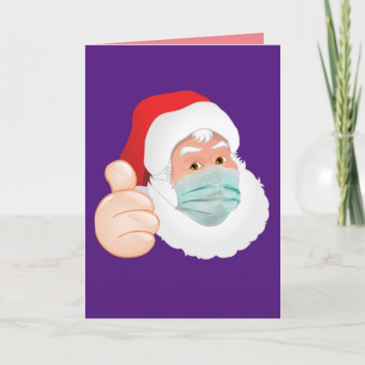 SANTA WEARING FACEMASK PANDEMIC CHRISTMAS KAARTEN (Voorkant)