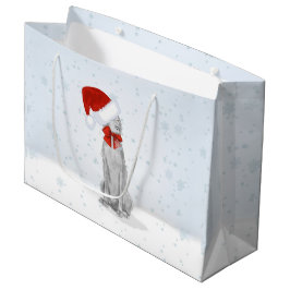 SANTA WEIMARANER IN DE SNEEUW GIFT BAG LARGE CADEAUZAKJE