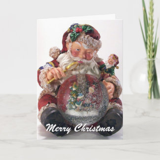 santa wereldbol feestdagen kaart