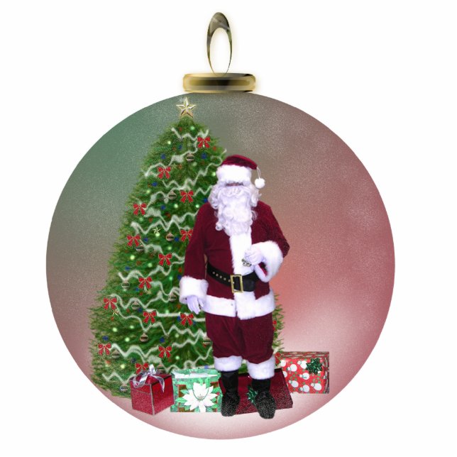 Santa Wereldbol Staand Fotobeeldje (Voorkant)