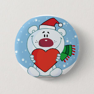 Santa White Beer met hart Ronde Button 5,7 Cm
