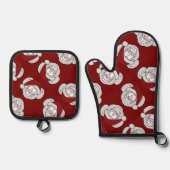 Santa White Christmas Mouse Screwball Graphics Ovenwant & Pannenlap Set (Voorkant)