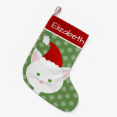 Santa White Kat Kleine Kerstsok (Voorkant (Hangend))