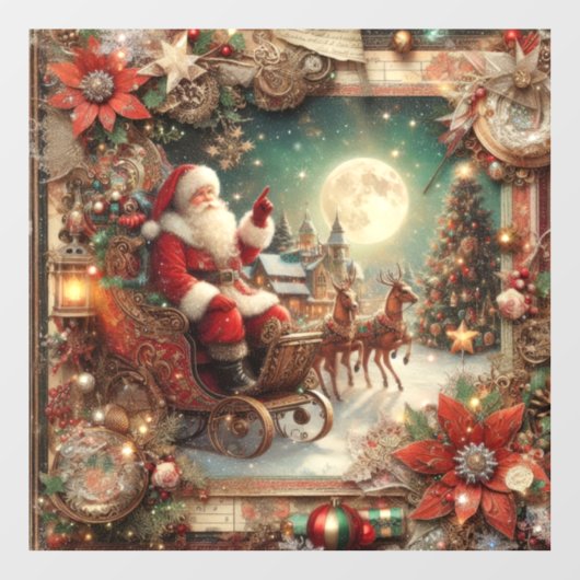  Santa Window Cling Raamsticker (Vel)