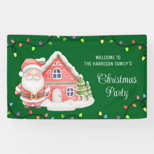 Santa Windy House Kleurrijke Lichten Kerstmis Spandoek