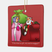 Santa Wine Humor Holiday Ornament (Links)