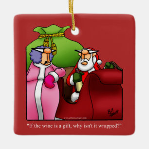 Santa Wine Humor Holiday Ornament