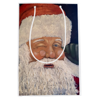 Santa Winking Medium Cadeauzakje