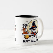 Santa Witch Broom Ride Mug – Halloween-Christmas (Devant droit)