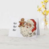 Santa With Gingerbread Man Christmas Card Kaart (Gele Bloem)