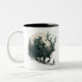 Santa with Irish Elk Tweekleurige Koffiemok (Links)