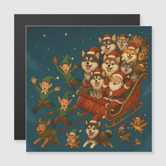 Santa with joyous pups and elves! (Voorkant / Achterkant)