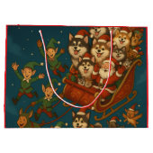 Santa with joyous pups and elves! groot cadeauzakje (Achterkant)