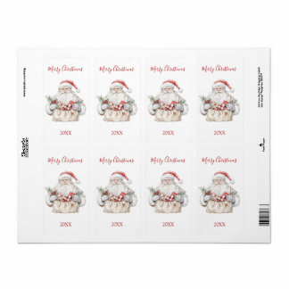 Santa with Presents Christmas Etiket