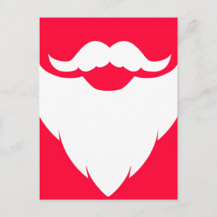 Santa witte baard en snor rood wit briefkaart