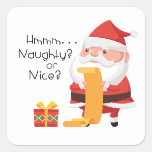 Santa Wonders Naughty of Nice? Vierkante Sticker