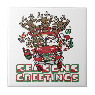 Santa Woody en zijn rendierkerstCartoon Tegeltje