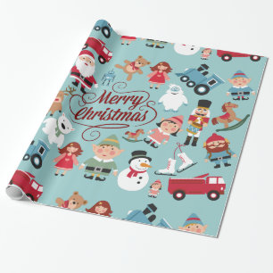 Santa Workshop-speelgoed Elves kerstpapier Cadeaupapier