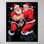 Santa Wrestling Lover Funny Wrestler Xmas Christma Poster (Voorkant)