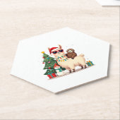 Santa Xmas Funny Llama Sloth Christmas (2) Kartonnen Onderzetters (Schuin)