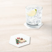 Santa Xmas Funny Llama Sloth Christmas (2) Kartonnen Onderzetters (Insitu)