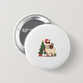 Santa Xmas Funny Llama Sloth Christmas (2) Ronde Button 5,7 Cm (Voorkant /achterkant)