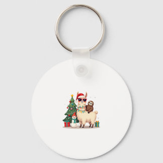 Santa Xmas Funny Llama Sloth Christmas (2) Sleutelhanger