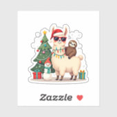 Santa Xmas Funny Llama Sloth Christmas (2) Sticker (Vel)