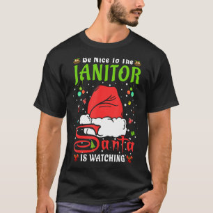 Santa Xmas pyjama's zijn leuk voor de Janitor Chri T-shirt
