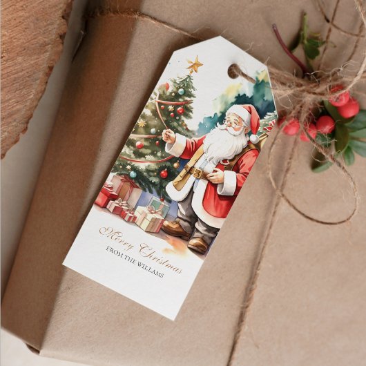 Santa & Xmas Tree gepersonaliseerde geschenk Labe Cadeaulabel