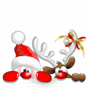 Santa y su reno staand fotobeeldje 