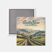 Santa Ynez California Vineyard Winery Retro Magneet (Voorkant / Achterkant)