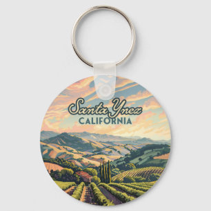 Santa Ynez California Vineyard Winery Retro Sleutelhanger