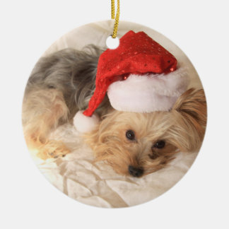 Santa Yorkie Ornament