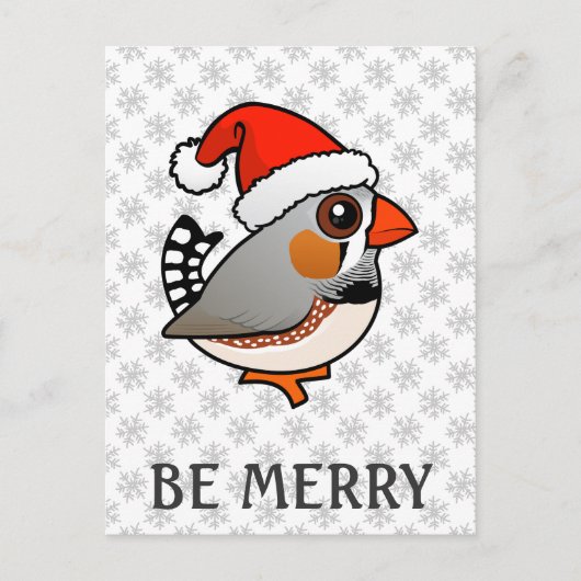 Santa Zebra Finch Feestdagenkaart (Voorkant)