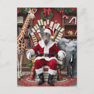 Santa Zebra, Giraffe en olifant Briefkaart