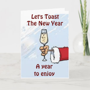 SANTA ZEGT DAT NIEUW JAAR MET EEN TOAST GEBEURT FEESTDAGEN KAART
