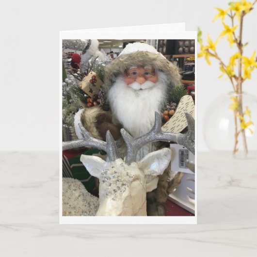 SANTA ZEGT "MERRY CHRISTMAS" AAN U KAART (Gele Bloem)