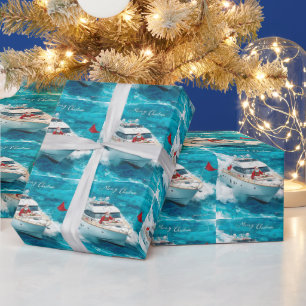 Santa Zeilen – Tropisch Kerstfeest aan Zee Cadeaupapier