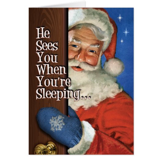 Santa ziet u retro kerst Kaart (Voorkant)