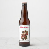 Santa Zittend in een Comfortabele Stoel Kerstmis Bier Etiket (Voorkant)