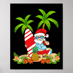 Santa Zomer Surfen Kerstmis In Juli Strandvakantie Poster