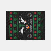 Santaaa Dinosaur Lelijke Kerst Trui  Fleece Deken (Voorkant (Horizontaal))