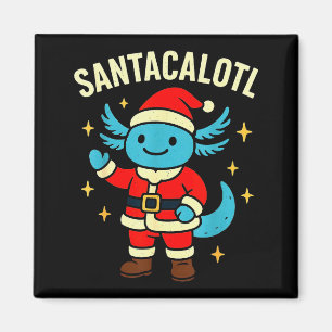 Santacalotl Kerstman Schattige Blauwe Axolotl Nieu Magneet