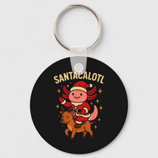 Santacalotl Santa Claus Cute Axolotl Snow Reindeer Sleutelhanger (Voorkant)