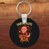 Santacalotl Santa Claus Cute Axolotl Snow Reindeer Sleutelhanger (Voorkant)