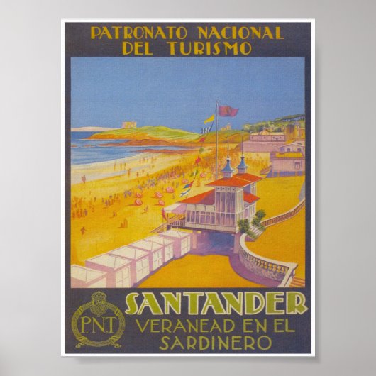 Santander Spain Vintage Travel Poster (Voorkant)