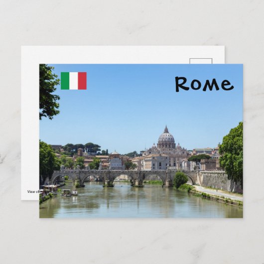Sant'angelo-brug en Sint-Pietersbasiliek - Rome Briefkaart (Voorkant / Achterkant)